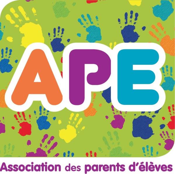 APE écrit en gros sur un fond artistique d'impression de mains