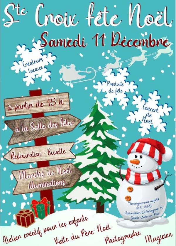 flyer d'un marché de Noël avec bonhomme de neige